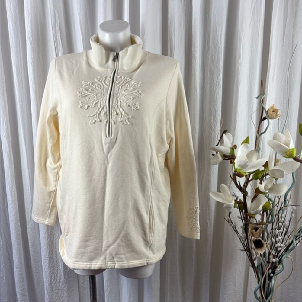 Cream Embroidered Women's Sweatshirt
